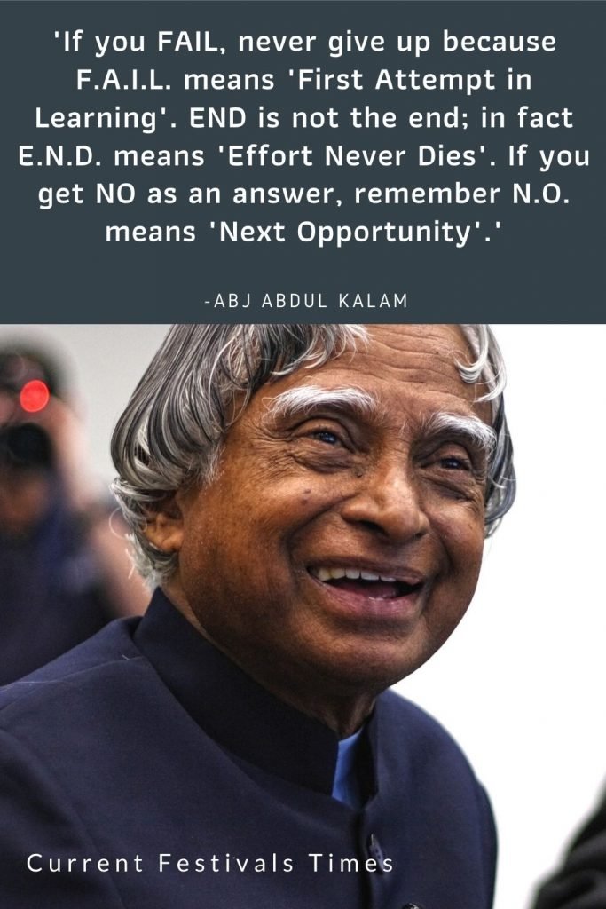 Top 131 Inspirational APJ Abdul Kalam Quotes – Current Festivals Times